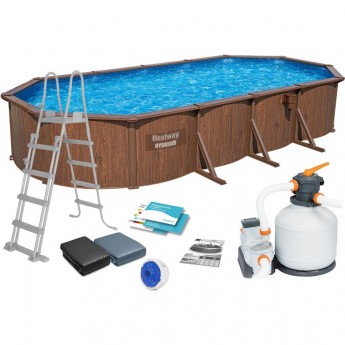 Каркасный бассейн BESTWAY 732х366х130см, композит, 27090л, песчаный фильтр-насос, 5678л\ч, лестница, тент, подстилка Каркасный бассейн BESTWAY 732х366х130см, композит, 27090л, песчаный фильтр-насос, 5678л\ч, лестница, тент, подстилка