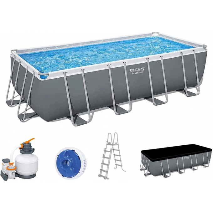 Каркасный бассейн BESTWAY POWER STEEL 549х274х132см, 16477л, песчаный фильтр-насос, 5678/ч, лестница, тент, поплавок-дозатор 5619Q BW Каркасный бассейн BESTWAY POWER STEEL 549х274х132см, 16477л, песчаный фильтр-насос, 5678/ч, лестница, тент, поплавок-дозатор 5619Q BW