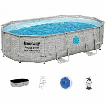 Каркасный бассейн BESTWAY POWER STEEL OVAL 488х305х107см, 7250л ротанг Каркасный бассейн BESTWAY POWER STEEL OVAL 488х305х107см, 7250л ротанг