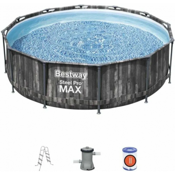 Каркасный бассейн BESTWAY STEEL PRO MAX 366х122см, 10250л, фильтр-насос, лестница Каркасный бассейн BESTWAY STEEL PRO MAX 366х122см, 10250л, фильтр-насос, лестница