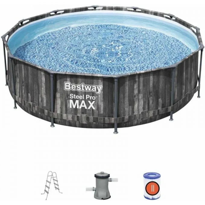 Каркасный бассейн BESTWAY STEEL PRO MAX 366х122см, 10250л, фильтр-насос, лестница 561PZ BW Каркасный бассейн BESTWAY STEEL PRO MAX 366х122см, 10250л, фильтр-насос, лестница 561PZ BW