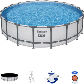 Каркасный бассейн BESTWAY STEEL PRO MAX 561FM 610x132см, 33240 л, фильтр-насос 9463 л\ч, лестница, тент Каркасный бассейн BESTWAY STEEL PRO MAX 561FM 610x132см, 33240 л, фильтр-насос 9463 л\ч, лестница, тент