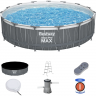 Каркасный бассейн BESTWAY STEEL PRO MAX 561GD 457x107 см, 14970 л, фильтр-насос 3028 л\ч, лестница, тент, подсветка 561GD BW Каркасный бассейн BESTWAY STEEL PRO MAX 561GD 457x107 см, 14970 л, фильтр-насос 3028 л\ч, лестница, тент, подсветка 561GD BW