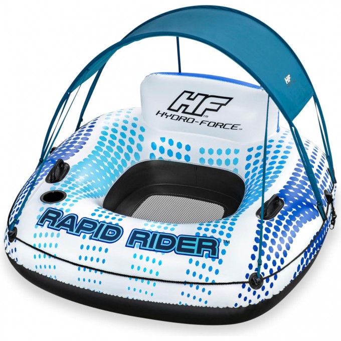 Надувной круг-кресло BESTWAY RAPID RIDER 43725 137x137см с ручками и подстаканником, навес, до 100 кг 43725 BW Надувной круг-кресло BESTWAY RAPID RIDER 43725 137x137см с ручками и подстаканником, навес, до 100 кг 43725 BW